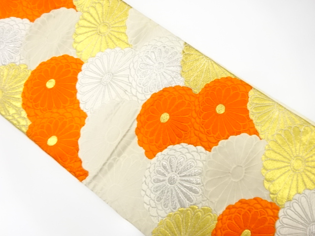 アンティーク着物 ] - 袋帯 アンティーク 菊尽くし模様織り出し袋帯